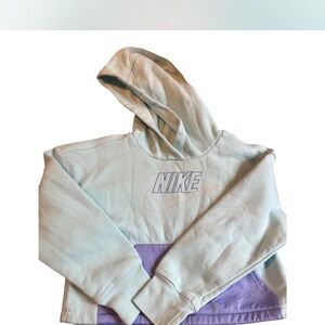 Turquoise cropped juniors Nike hoodie